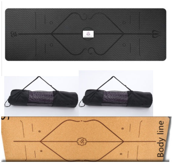 Non-Slip TPE Yoga Mat with Position Lines – Beginner